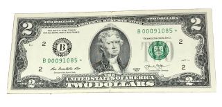 Wow Star Note 2013 $2 Two Dollar Bill (york " B ") Circulated B 00091085 Rare