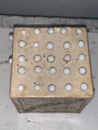 Victorian SEWING LARGE Cube White Glass Head Steel Toilet French PINS Antique 2