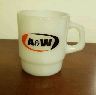 Rare Fire King Anchor Hocking A&w Root Beer Advertising Stackable Mug