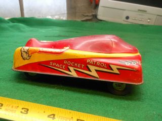 Awesome Antique Tin Friction Toy Space Rocket Patrol Car 7 " Courtland 1950 Rare