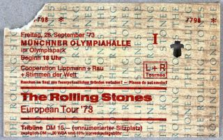 The Rolling Stones - Rare Vintage Munich 1973 Concert Ticket