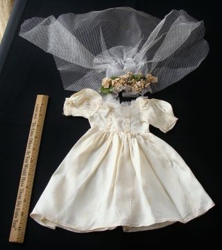 10 " Vintage Doll Bride Dress Mop Buttons & Veil Velvet Millinery Flower Hat Trim