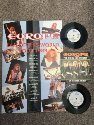 605] Europe Rare Poster Sleeve Let The Good Times Rock,  Final Countdown Singles