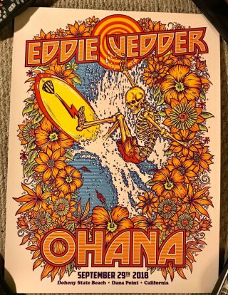 Eddie Vedder Ohana Festival Poster 2018 Single Day Pearl Jam Rare Ben Brown