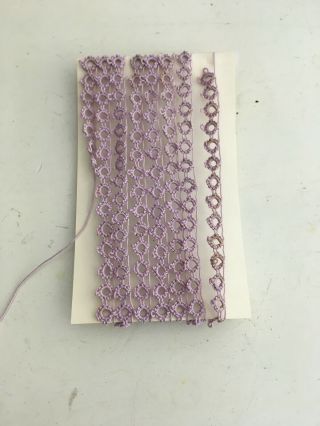 Vintage Handmade Purple Tatted Lace Edging 2 Yds