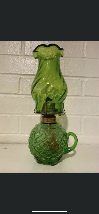 Antique Emerald Green Oil Lamp Vivid