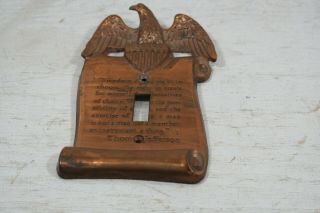 Vintage American Eagle Freedom Brass Light Switch Cover Plate Thomas Jefferson