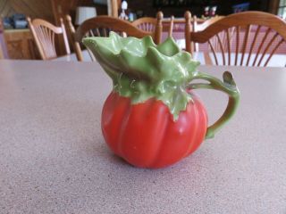 Antique Royal Bayreuth Bavaria Tomato Creamer Small Pitcher Red Green Mark