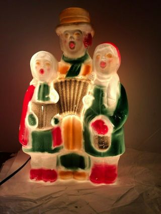 Vintage Rare Poloron Light Up Blow Mold Colorful Christmas Carolers 14”x 9”