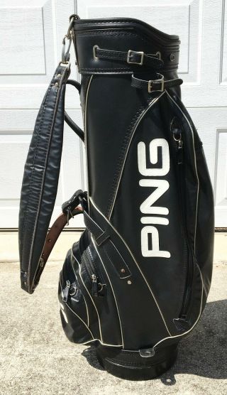 Rare Vintage/classic Ping Golf 8.  5 " Cart Bag Black 4 - Way Divided Karsten
