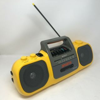 Rare Vtg Sony Boombox Ghettoblaster Cfs - 905 Cassette Radio Yellow Sport