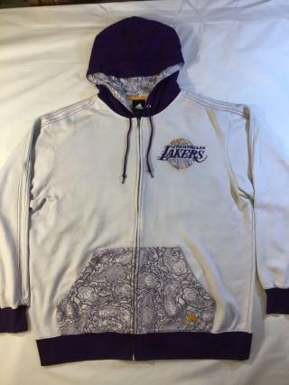 Rare Adidas La Lakers Hoodie Sweatshirt “paisley” Long Sleeve