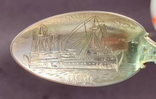 Sterling Souvenir Spoon - Secretary Long,  Battleship Maine,  Spanish American War