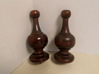 Two Vintage Style Wood Wooden Clock Or Furniture Finials 4 3/8 " High