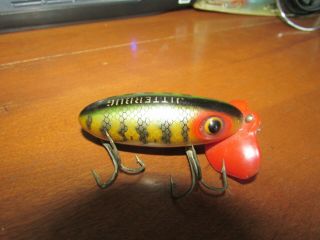 Vintage Plastic Lip Fred Arbogast Wwii Jitterbug Fishing Lure Perch Color