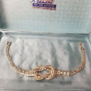 Rare Vintage Art Deco Style Silver Tone Diamante Bracelet Gift Costume Jewellery