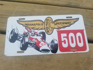 Vtg Indianapolis 500 Motor Speedway Wing Wheel /w Car Metal License Plate Rare
