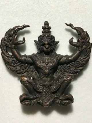 Garuda Phaya Krut Phra Lp Rare Old Thai Buddha Amulet Pendant Magic Ancient 8