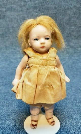 Antique German All Bisque Strung Doll Miniature Dollhouse Size 620 Mold 4 1/2in.