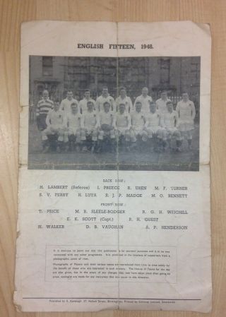 Wales vs Ireland Rugby Programme March 12th 1949.  UK POSTAGE.  RARE PIECE. 3