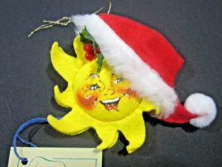 Vintage 1994 Annalee Mobilitee Christmas Sun Ornament W/red Santa Hat