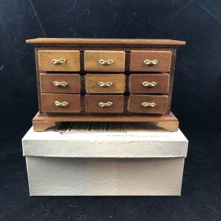 Vintage Dollhouse Miniature Dresser Chippendale Chest Of Drawers Shackman W/box