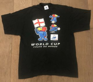 Vintage Rare England France 98 World Cup Footix Mascot T Shirt Medium