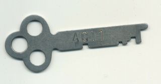 Vtg Antique Flat Steel Key AG11 Waltz Safe & Lock Co San Francisco CA California 2