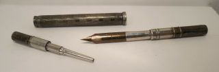 Vintage Antique - 85 Silver - 2 In 1 - Mechanical Pencil & Fountain Pen - Holder