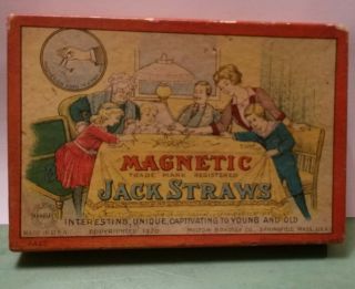 1920 Magnetic Jack Straws Milton Bradley 4822 Game Vintage Antique
