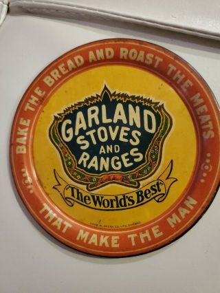 Rare Vtg Antique Litho Tin Advertising Tip Tray Garland Stoves & Ranges