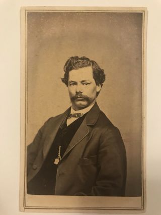 Rare Antique Mustached Man Civil War Era Cdv Photo
