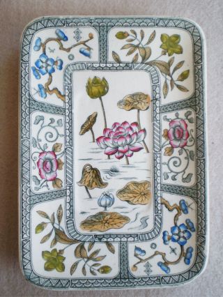 Antique G&w Late Mayers Japan Aesthetic Transferware Rectangle Plate Waterlily