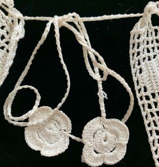 Antique Hand Filet Crochet Lace Bodice Sunflowers 8 Combine Ship Available 3