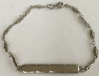Rare Vintage Estate Sterling Silver 925 Bar Chain Bracelet 7.  5 " Aq50