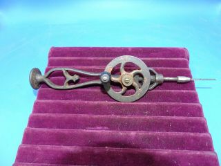 Antique Small Ornate Cast Iron Egg Beater Style Hand Drill Steam Punk Or Use