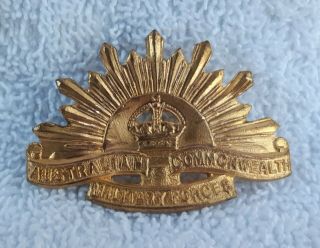 Rare Vintage Brass Australian Army Rising Sun King 