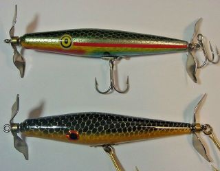 Custom Made Wood Fishing Lures - Guntersville Alabama - 1980 - Two Different - Smith (d)