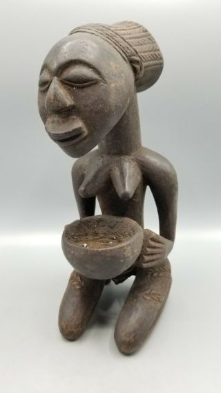 African Luba Mboko Bowl Bearer Female Figure Hemba Dr Congo African Tribal Art