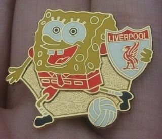Liverpool Football Club Spongebob Cartoon Character Pin Badge Rare Vgc