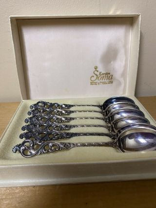 6 Vintage Demitasse Spoons - Silver Plated - Karsten Soma