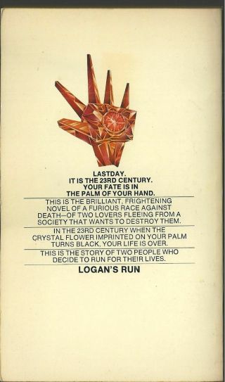 LOGANS RUN paperback from the movie,  with Jenny Agutter on cover RARE 1976 2