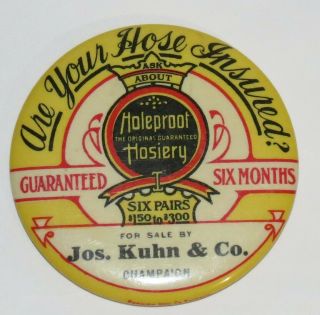 Antique Holeproof Hosiery Advertising Celluloid Pocket Mirror - Nr