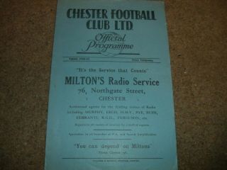 Rare Vintage Chester V Southport Division 3 North 31st August 1949