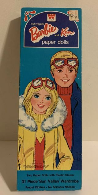 Vtg Whitman Sun Valley Barbie And Ken Paper Dolls With Clothing Accessories 1974
