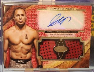 2018 Topps Ufc Knockout Sp Red 5/8 George St - Pierre Autograph Duel Relic Rare