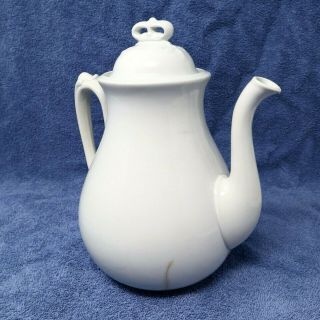 Antique J & G Meakin White Ironstone Coffee Pot /teapot Cable & Ring C.  1890 