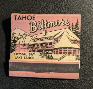 Rare Vtg Full Lake Tahoe Biltmore Matchbook Lodge Casino Crystal Bay Nv 28strike