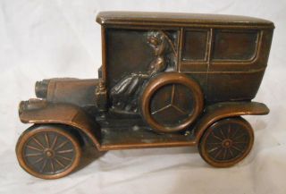 Rare Banthrico Antique Car With Driver And Passenger Bank With Key
