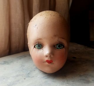 Vintage Composition Doll Head Only Sleep Eyes Painted Features.